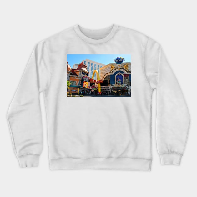 Harrahs Resort Hotel Las Vegas America Crewneck Sweatshirt by AndyEvansPhotos